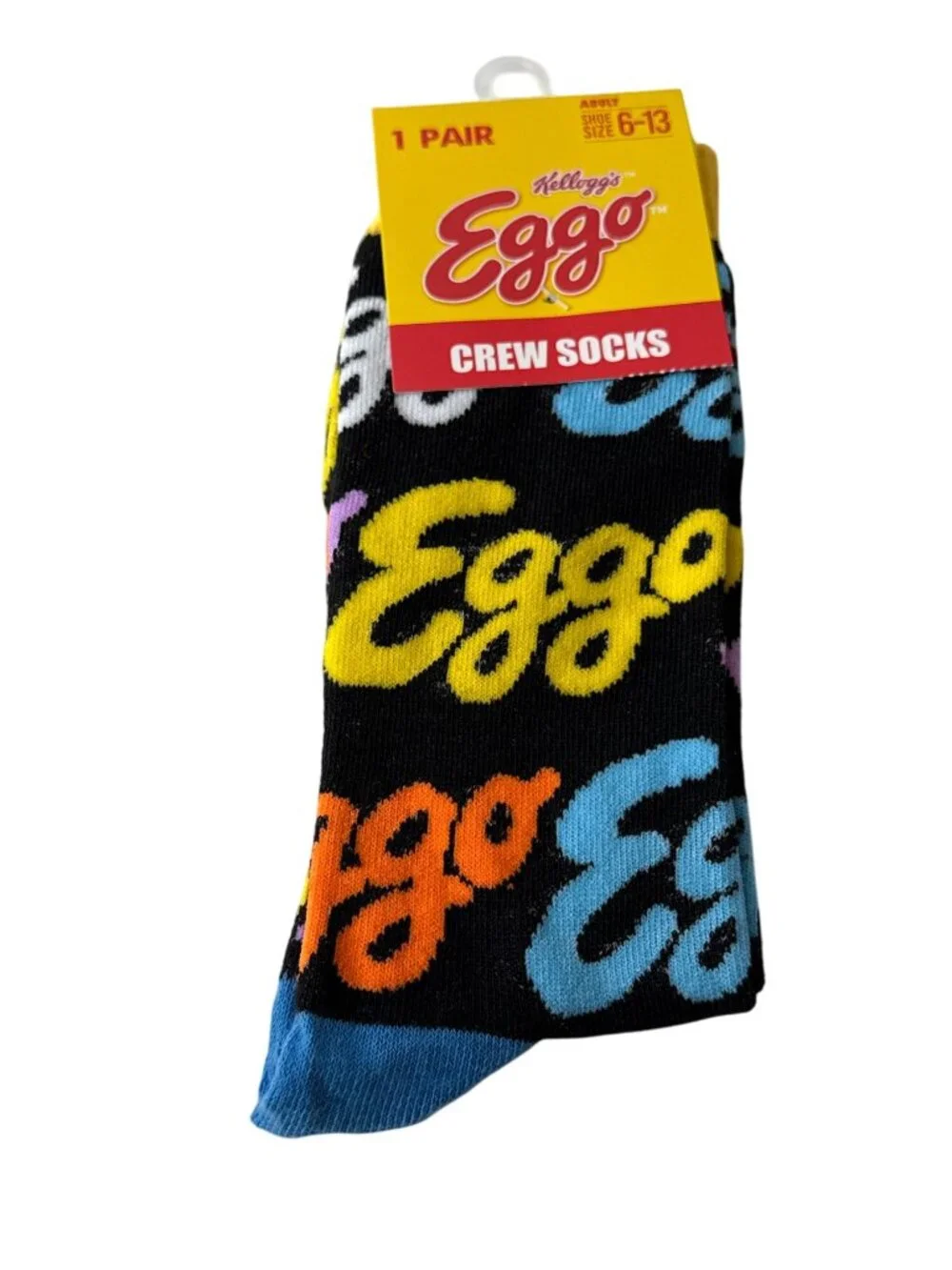 Eggo Waffles Mens Crew Socks Breakfast Food Novelty Size 6-13 NWT